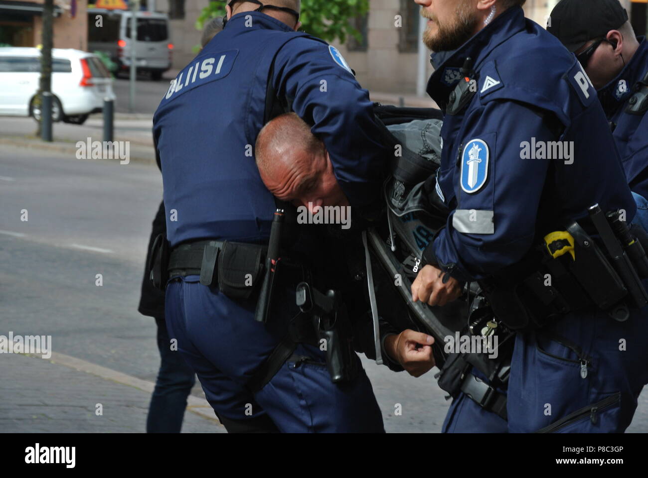 Anti immigrazione protesta a Helsinki Foto Stock