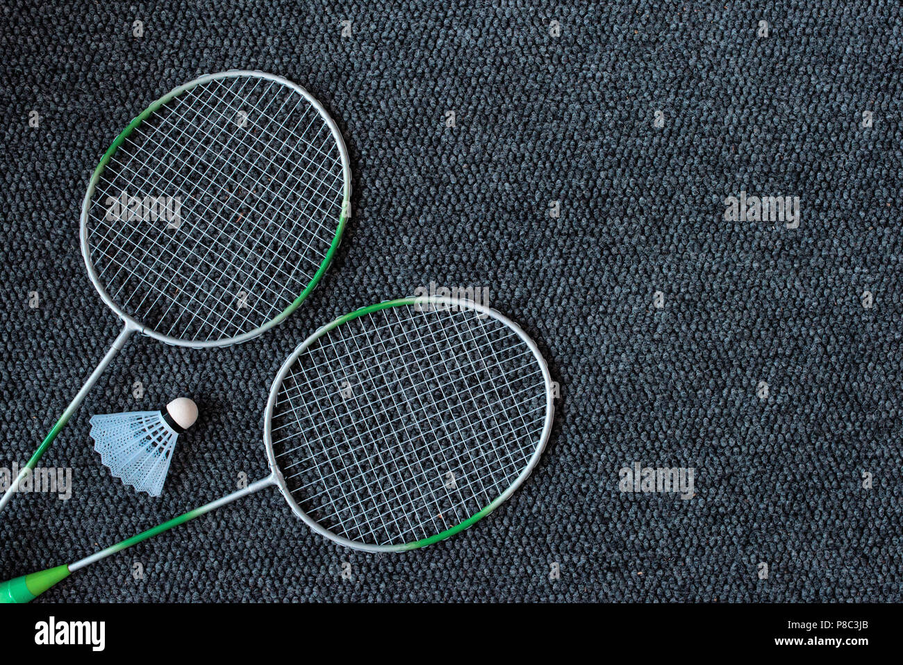 Badminton racchetta e volano per il tempo libero attività ricreative all'aperto e attività sportiva Foto Stock