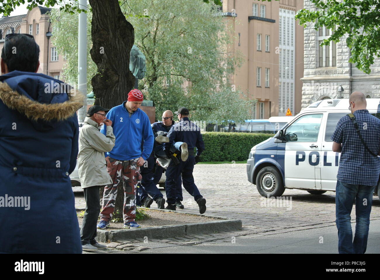 Anti immigrazione protesta a Helsinki Foto Stock