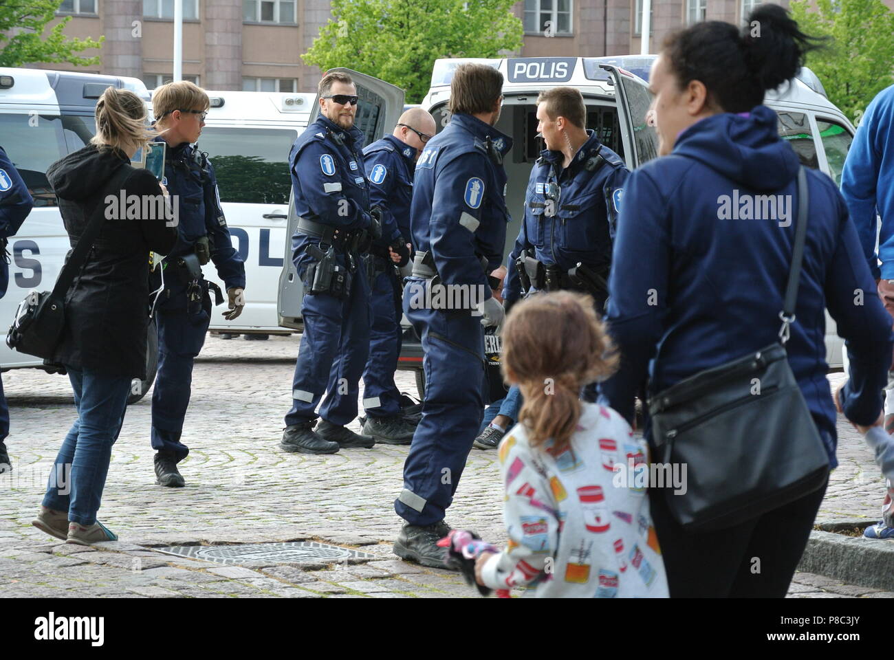 Anti immigrazione protesta a Helsinki Foto Stock