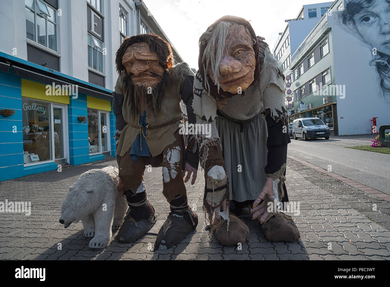 Le figure in Akurery, il nord dell'Islanda. Foto Stock