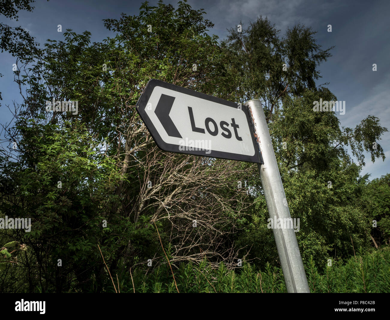 Perso in Scozia - il famoso cartello per il villaggio di perso, in Aberdeenshire. Foto Stock