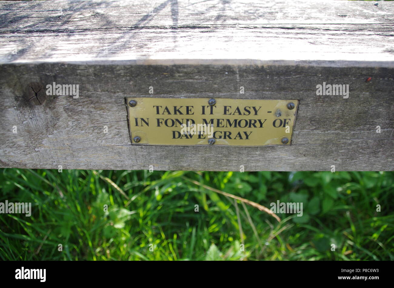 Take it easy in memoria di Dave Gray. John O' semole (Duncansby head) in terre fine. da estremità a estremità trail..L'Inghilterra. Regno Unito Foto Stock