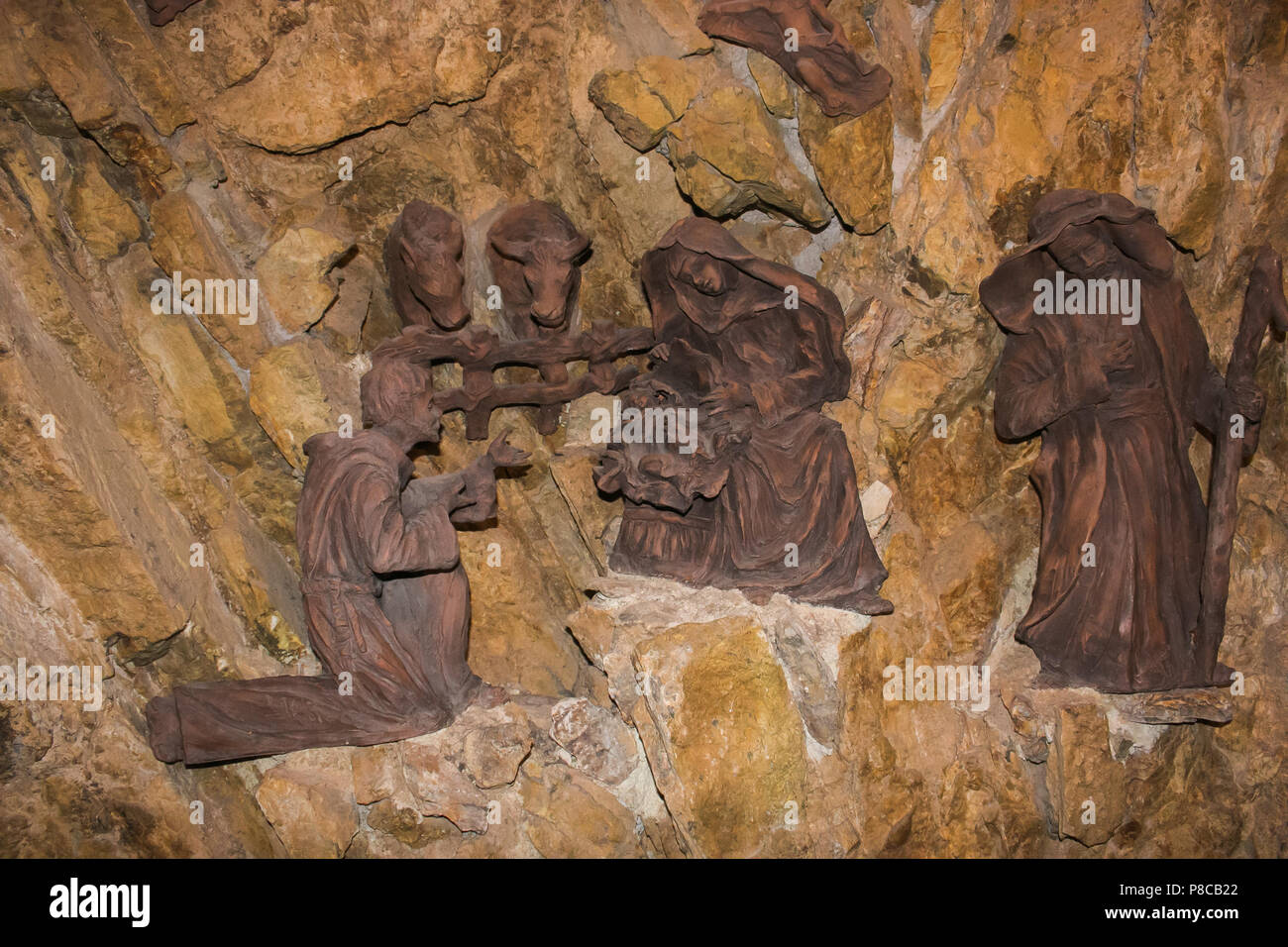 Bellissimo presepe in Francesco Santuario di Greccio, Italia Foto Stock