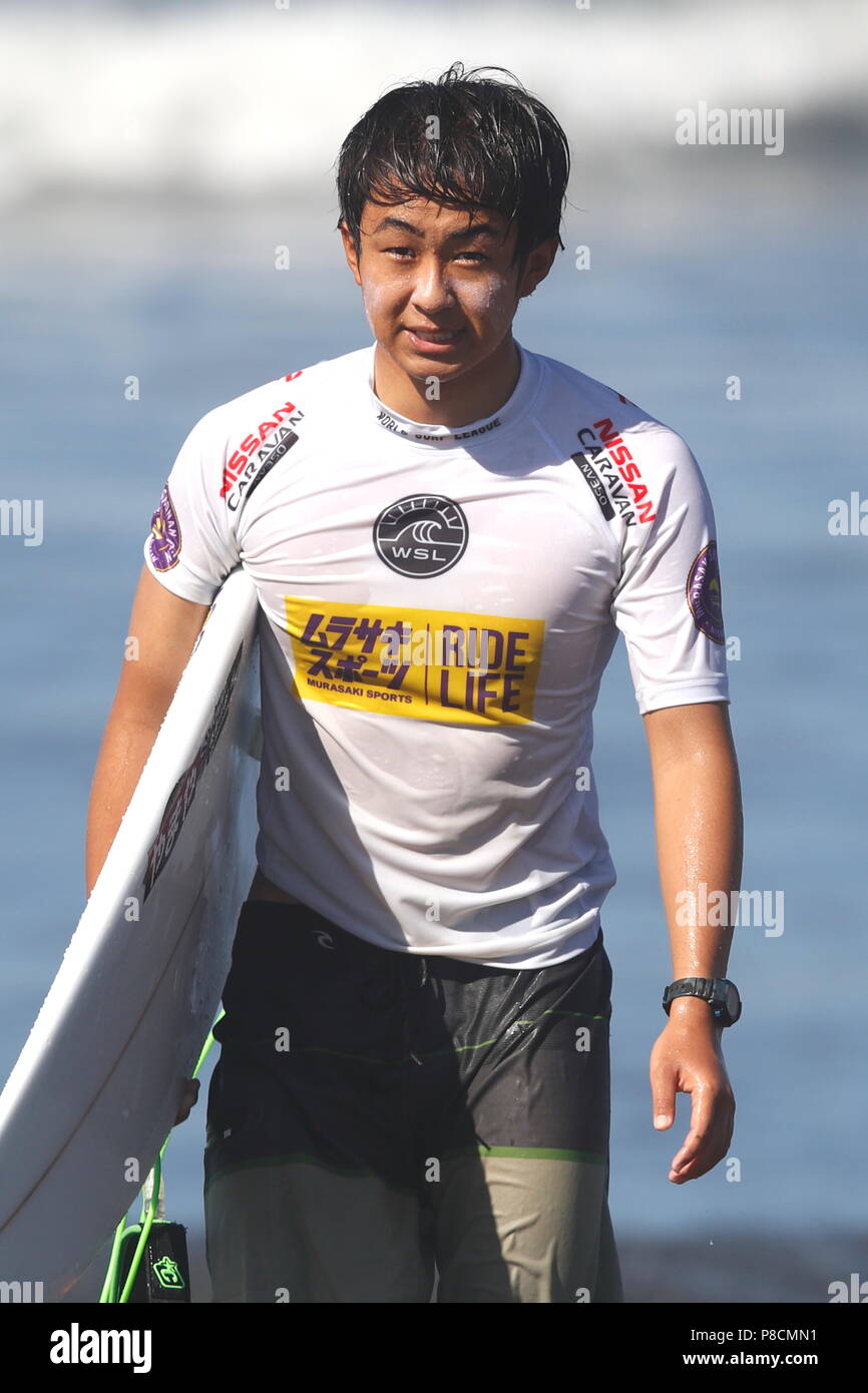 Kaigan Kugenuma, Kanagawa, Giappone. 10 Luglio, 2018. Il Roi Kanazawa (JPN), 10 luglio 2018 - Surf : Mondo Surf League (WSL), Murasaki Shonan Open 2018 Kaigan Kugenuma, Kanagawa, Giappone. Credito: Sho Tamura AFLO/sport/Alamy Live News Foto Stock