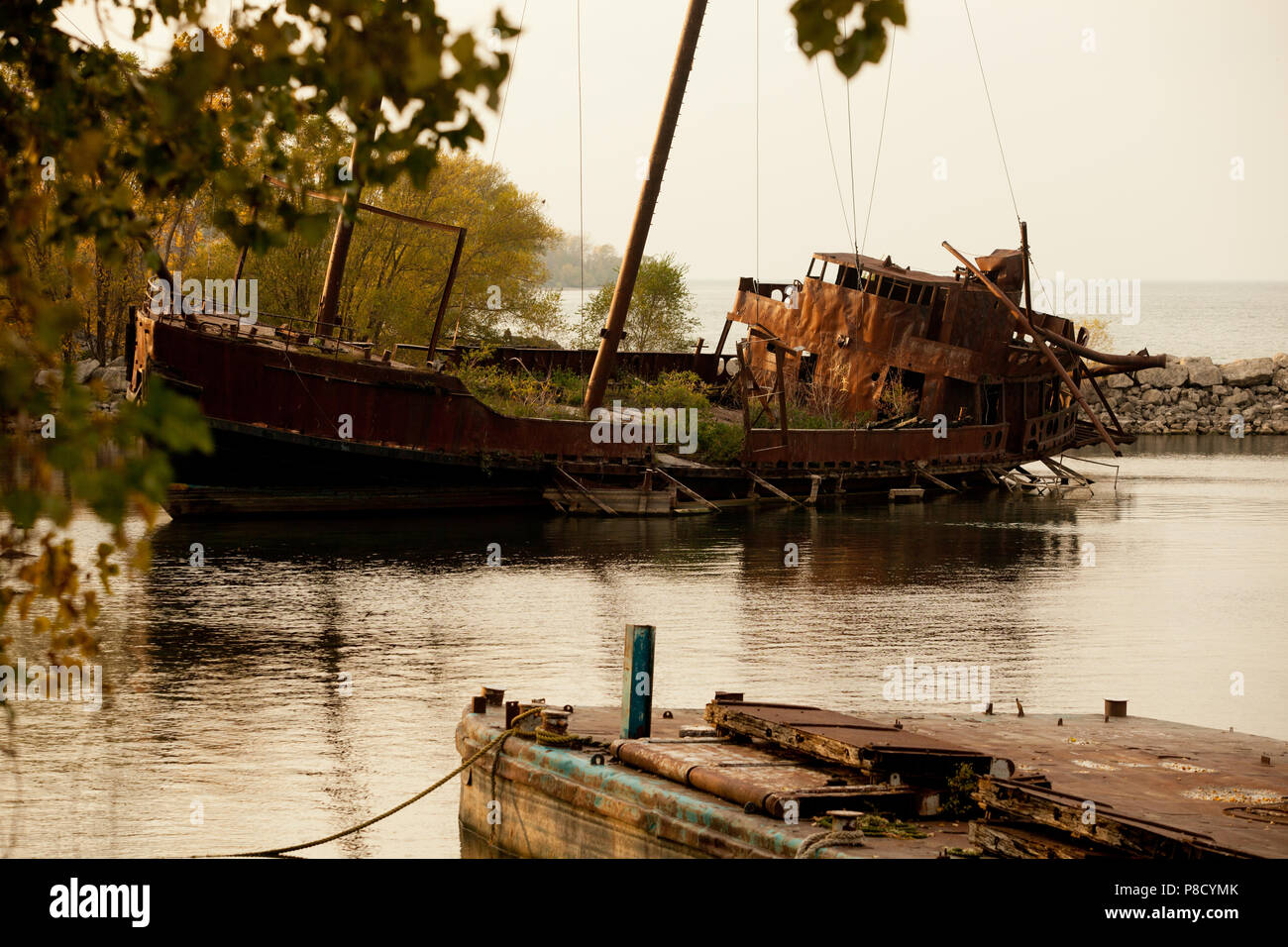 Un naufragio vicino a Saint Catherines, Ontario. Foto Stock