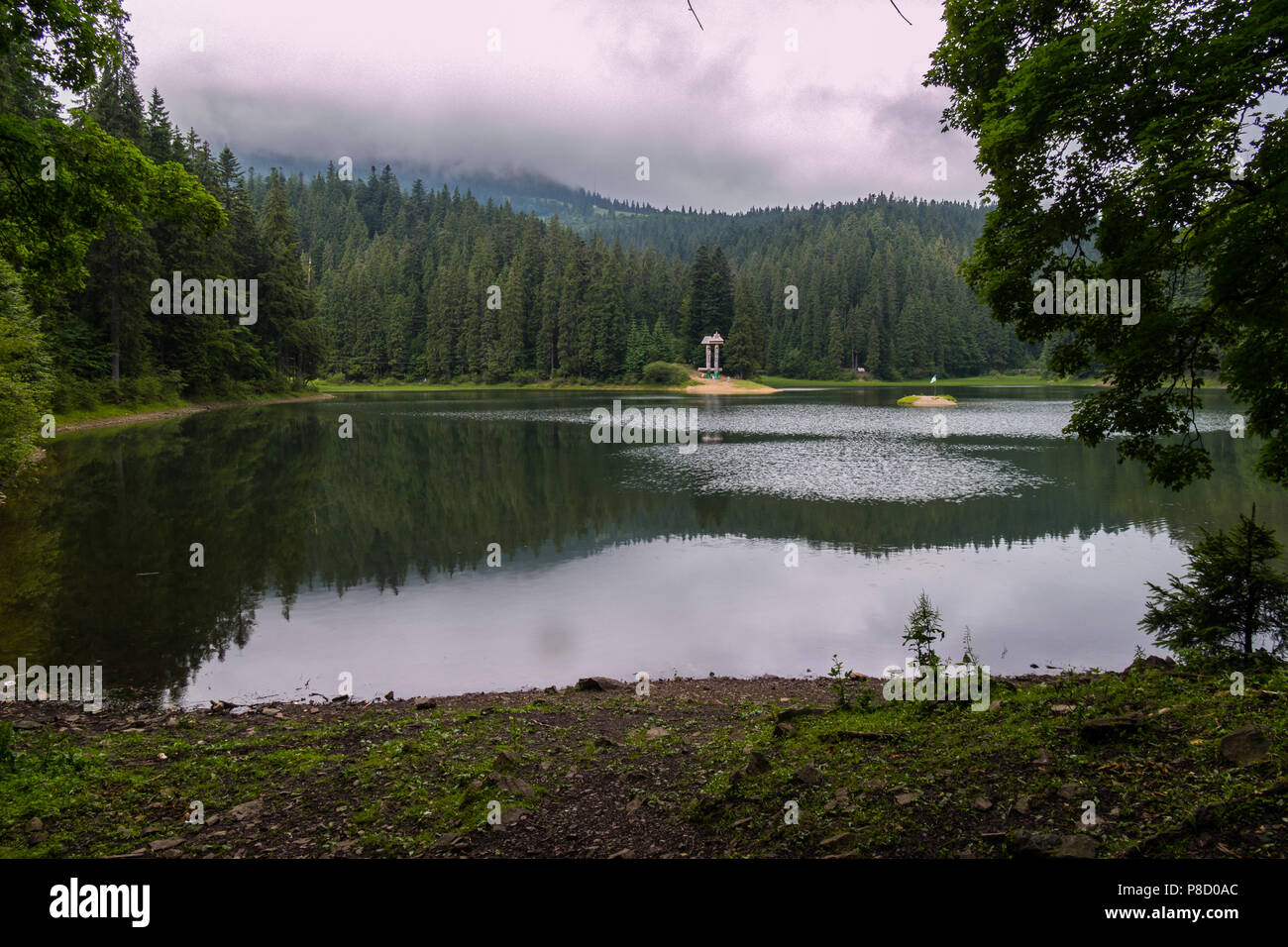 Felice sul lago. Calma e tranquilla. È possibile rilassarsi, essere da solo e pensare la vita . Per il vostro design Foto Stock