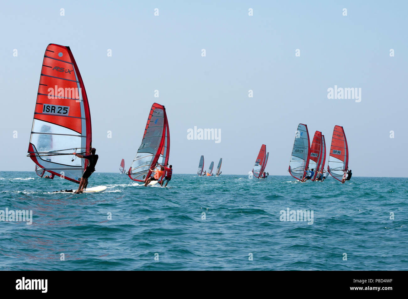 Wind surf gara, Tel Aviv, Israele Foto Stock