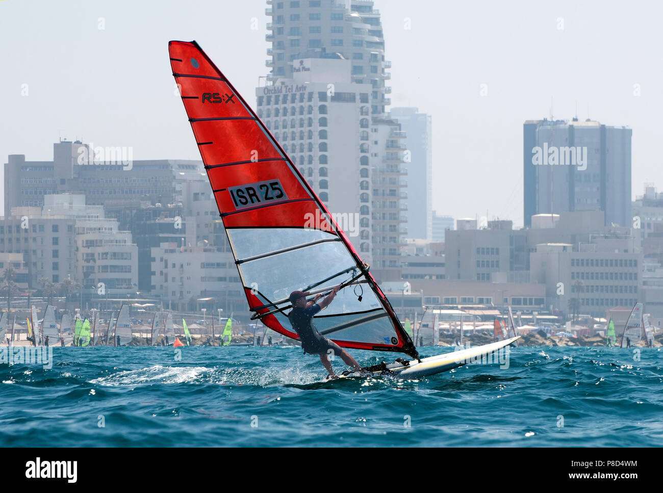 Wind surf gara, Tel Aviv, Israele Foto Stock