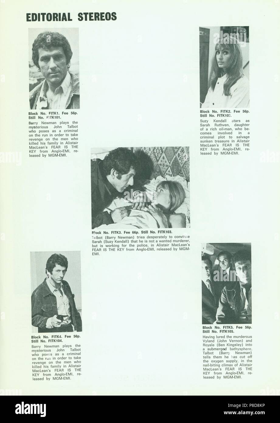 La paura è la chiave (1972) informazioni pubblicitarie, Data: 1972 Foto Stock
