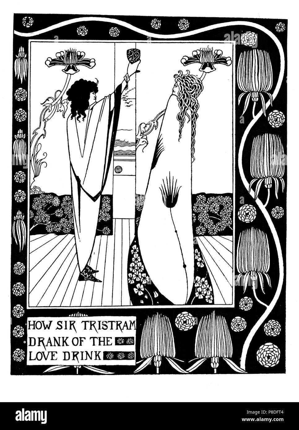 Illustrazione per il libro "Le morte d'Arthur' da Sir Thomas Malory. Museo: Collezione privata. Foto Stock