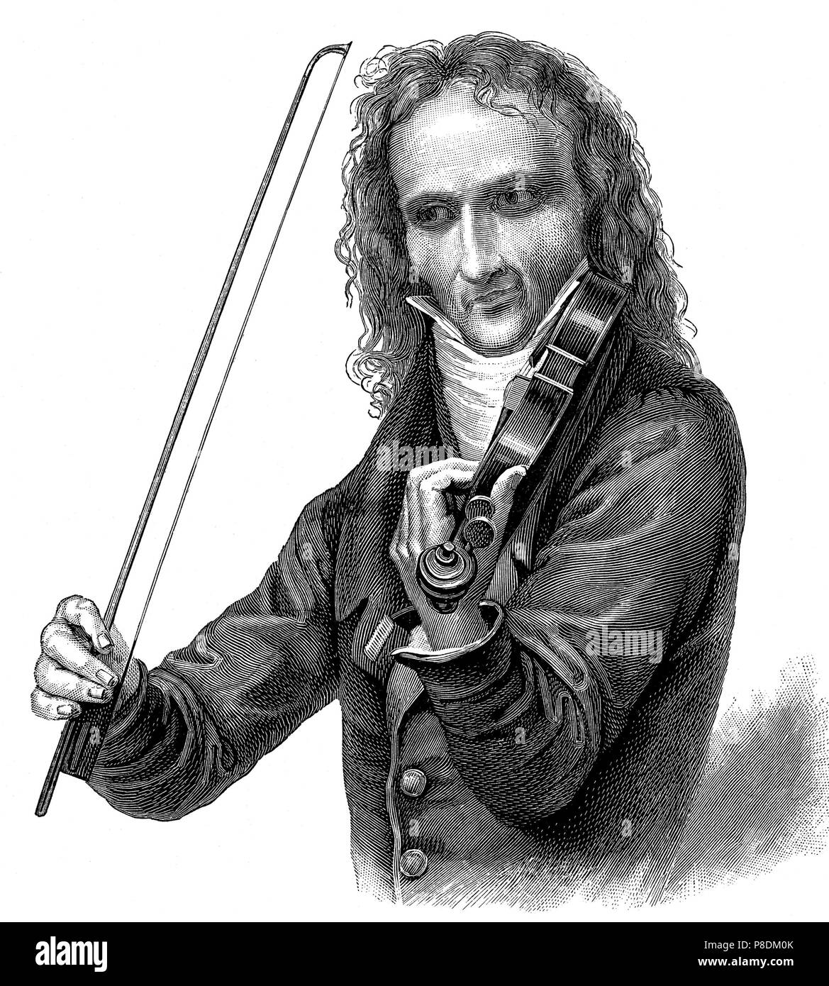 Ritratto del violinista, suonatore di viola e compositore Niccolò Paganini (1782-1840). Museo: Collezione privata. Foto Stock
