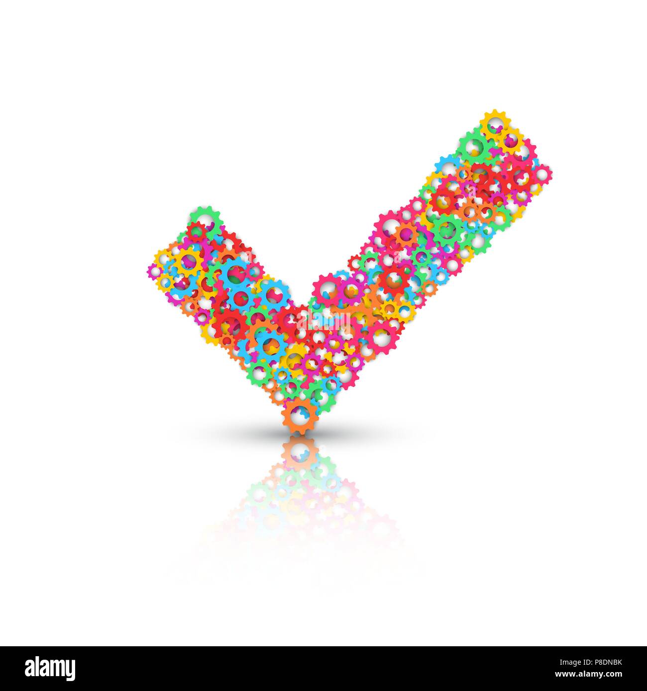 Ok, ingranaggio ruota, buona icona. Illustrazione Vettoriale