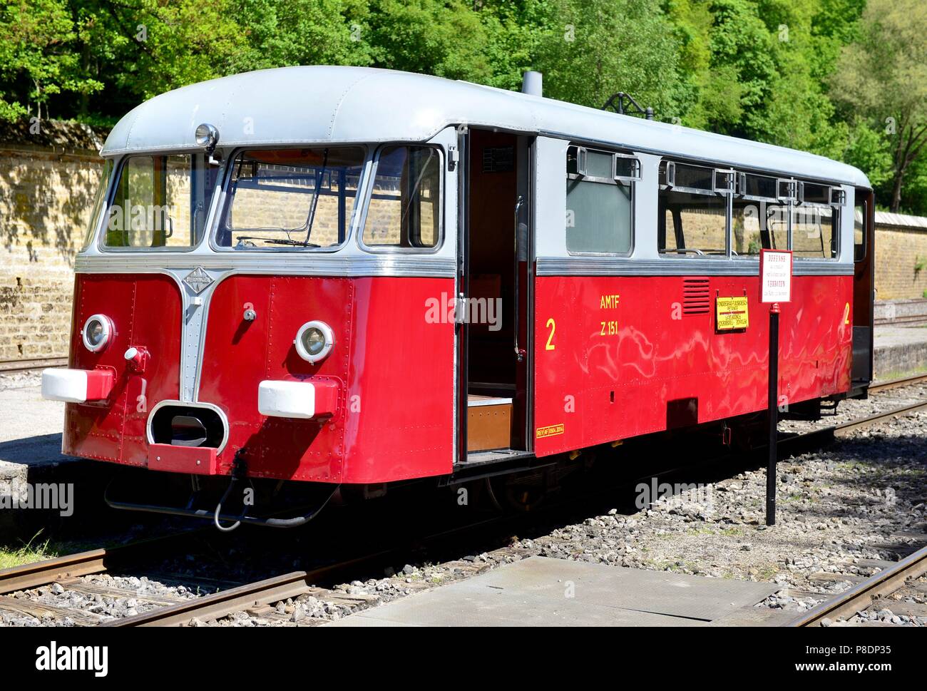 Una storica railbus a Minet Park Fond-de-Gras vicino Niedercorn (Lussemburgo), il 06 maggio 2018. | Utilizzo di tutto il mondo Foto Stock