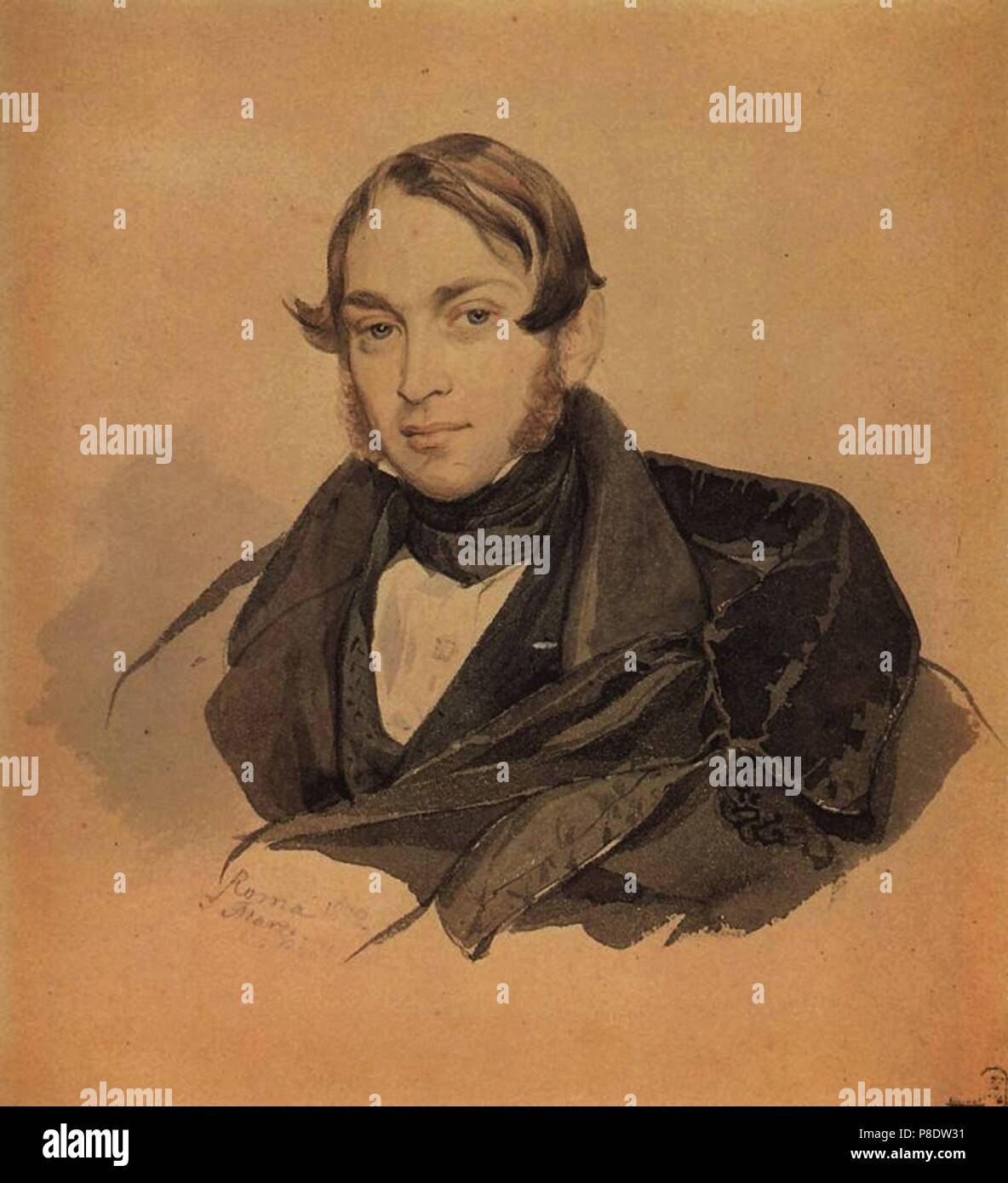 Ritratto di autore Sergei Sobolevsky (1803-1870). Museo: State Russian Museum di San Pietroburgo. Foto Stock