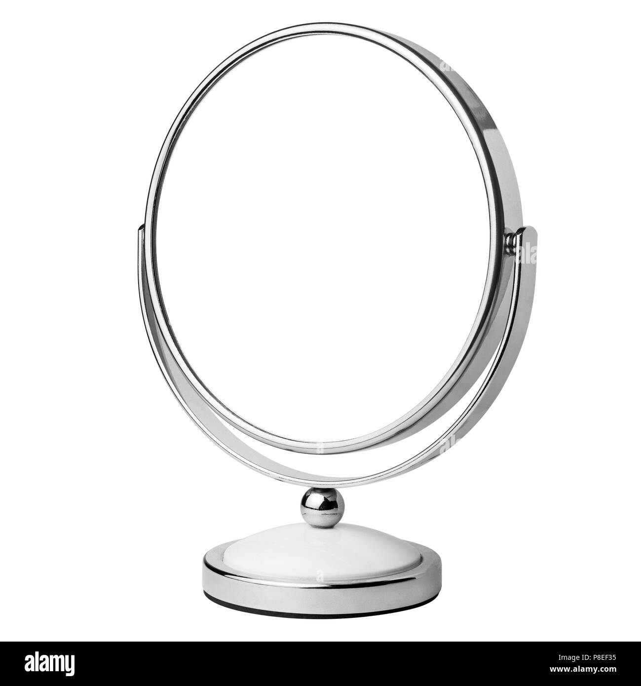 Specchio cosmetico, percorso di clipping, isolato su sfondo bianco Foto Stock