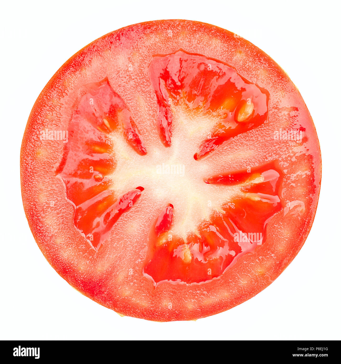 Red fetta di pomodoro, percorso di clipping, isolato su sfondo bianco Foto Stock
