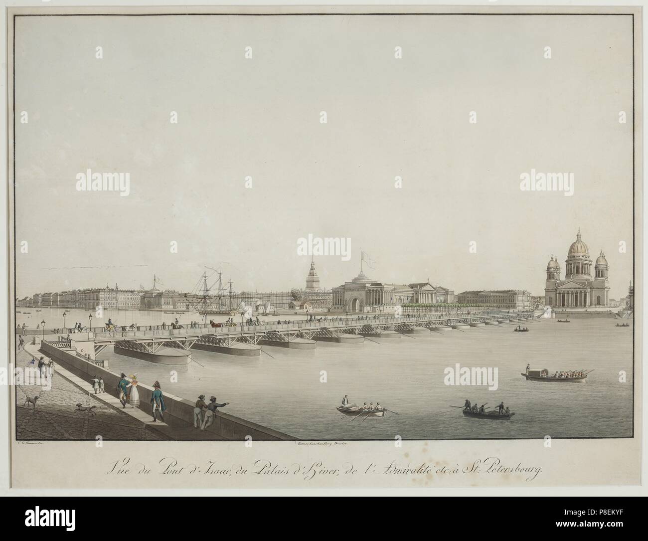 Vista del San Isacco Bridge a Pietroburgo. Museo: Museo Statale di Storia di San Pietroburgo. Foto Stock