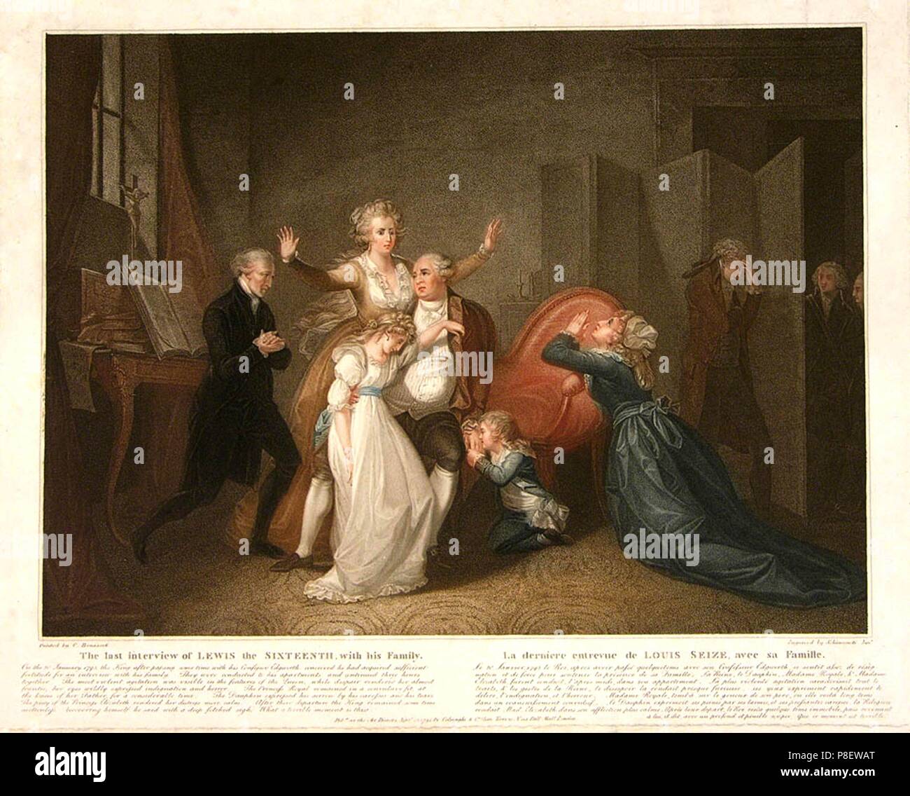 Ultimo incontro di Luigi XVI con la sua famiglia. Museo: Museo Statale di Storia, architettura e arte, Rybinsk. Foto Stock