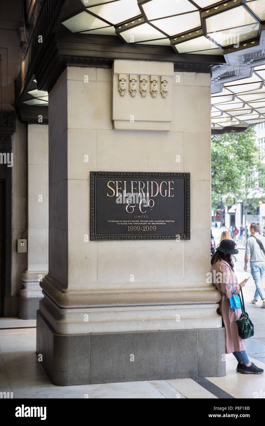 Selfridges in Oxford Street, Londra. Foto Stock