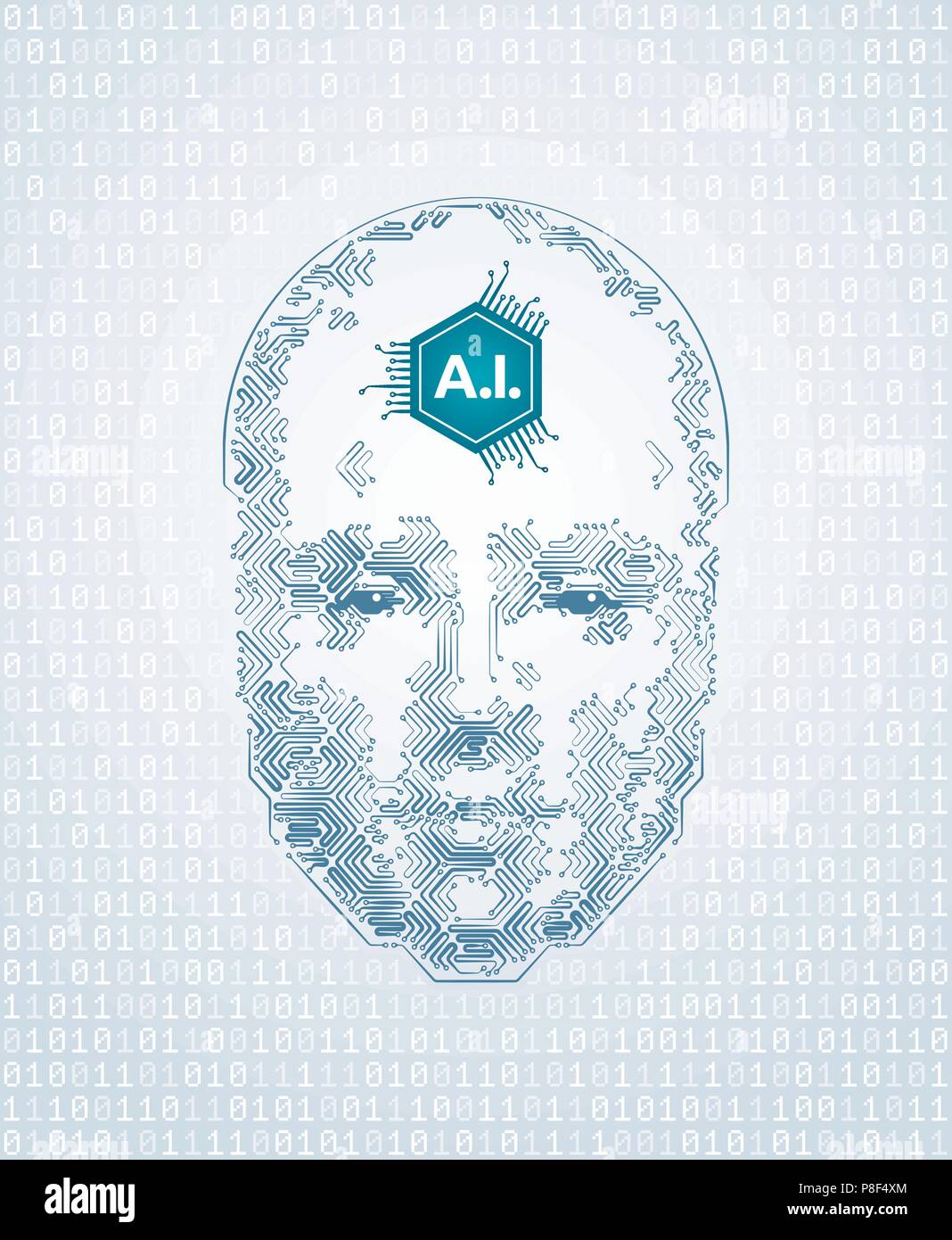 La rappresentazione artistica di intelligenza artificiale Illustrazione Vettoriale