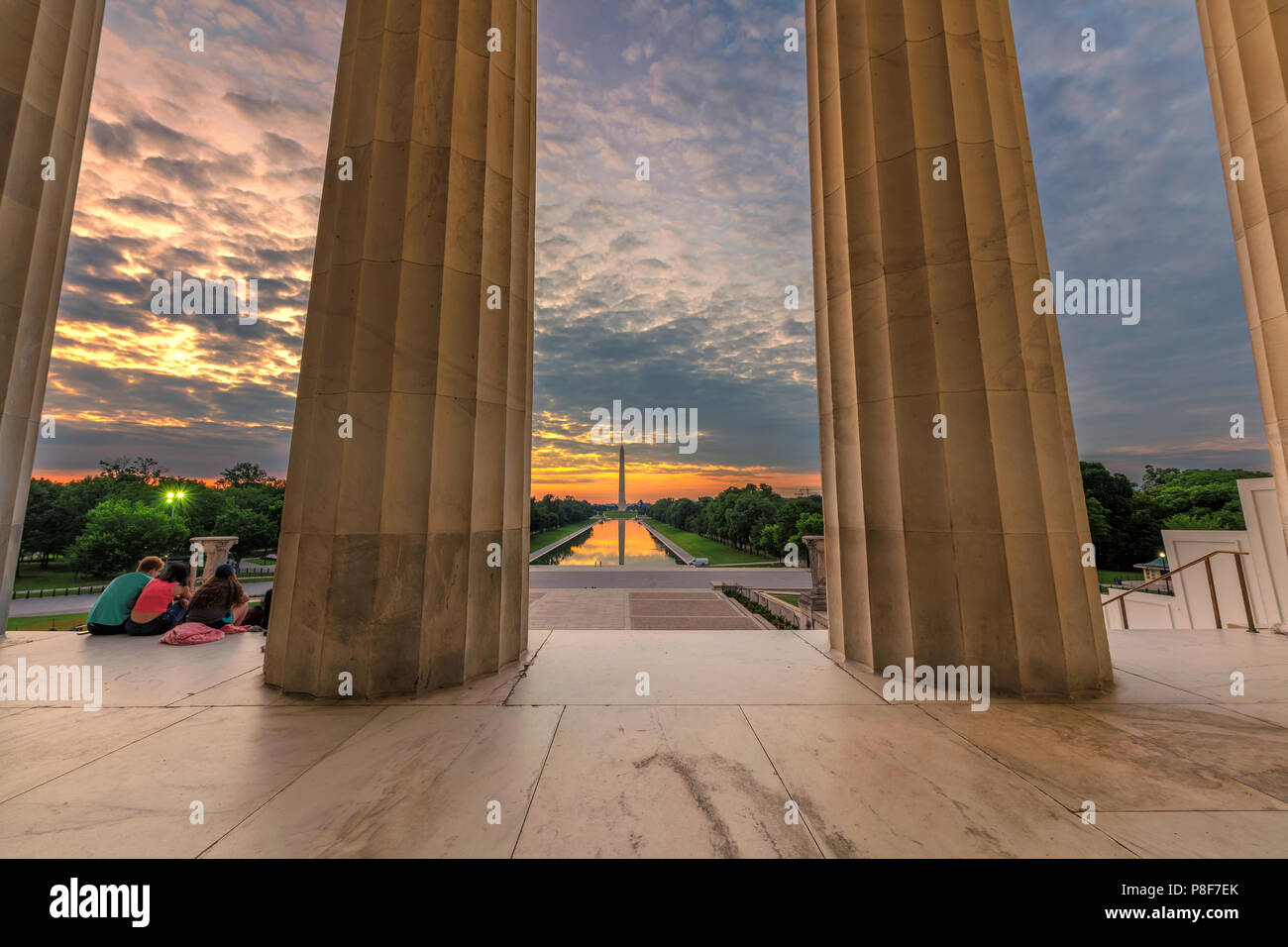 Il Lincoln Memorial a sunrise, Washington DC, Stati Uniti d'America. Foto Stock