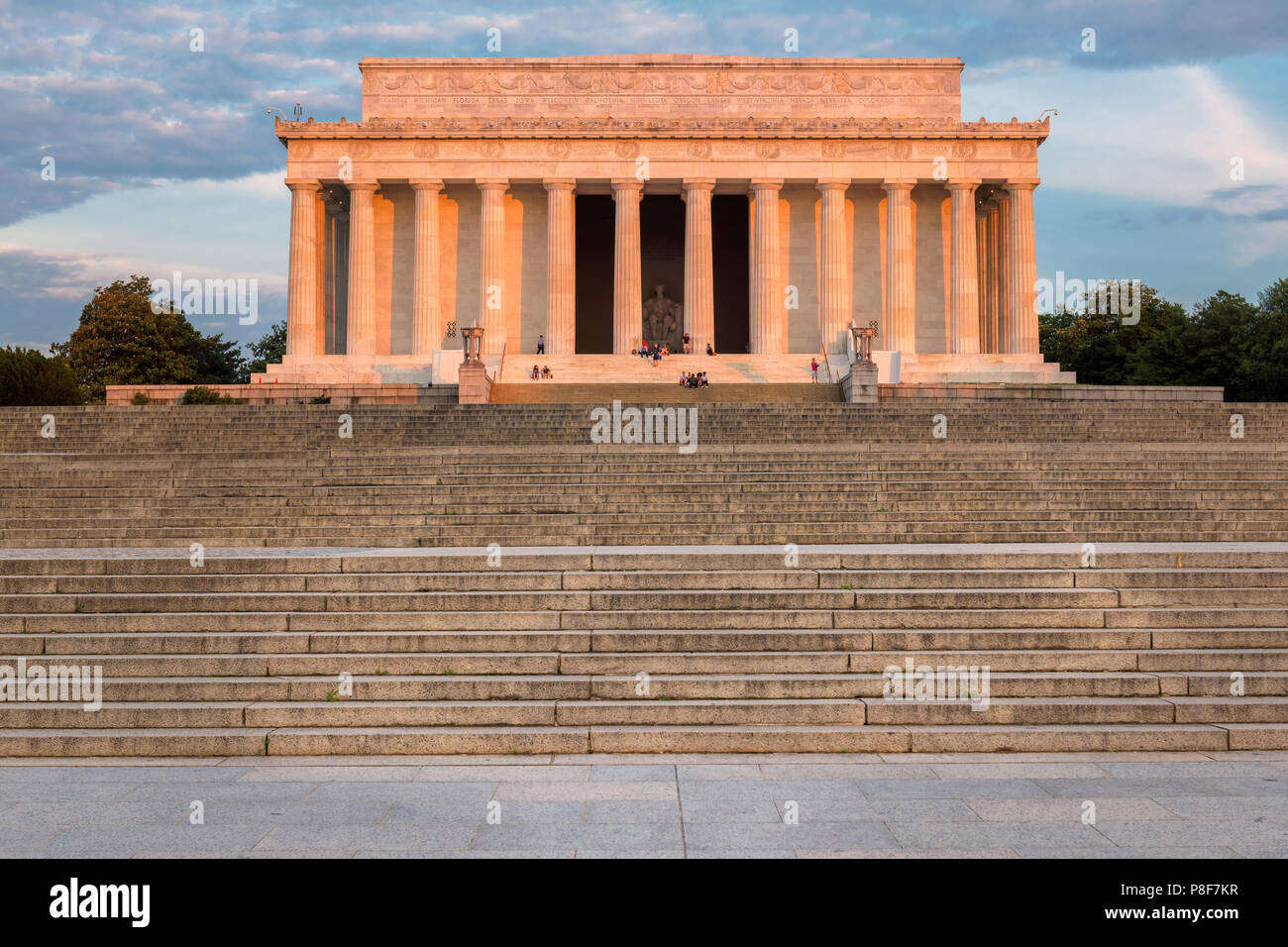 Il Lincoln Memorial a sunrise a Washington DC. Foto Stock