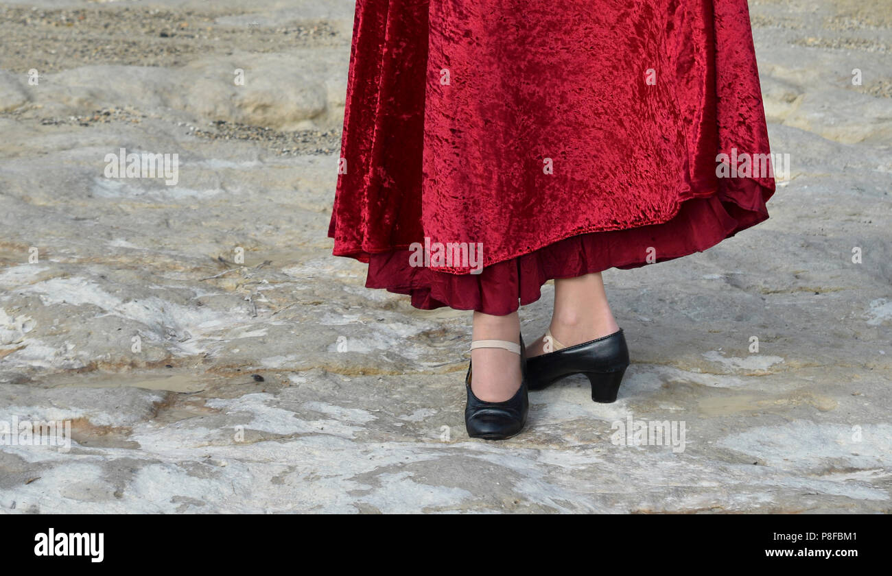 Close-up di una ballerina di flamenco per le gambe Foto Stock