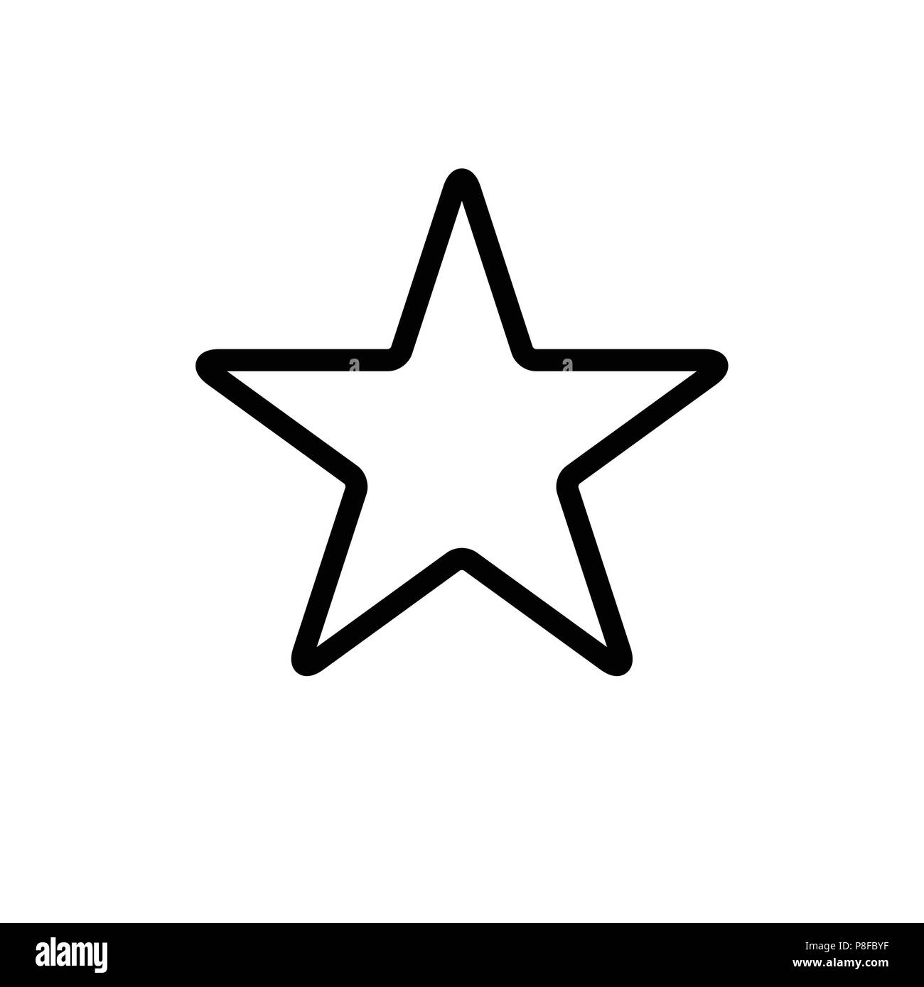 Icona a forma di stella con gli angoli leggermente arrotondati, contorno variante. Facilmente colorabile design vettoriali su sfondo isolato. Illustrazione Vettoriale