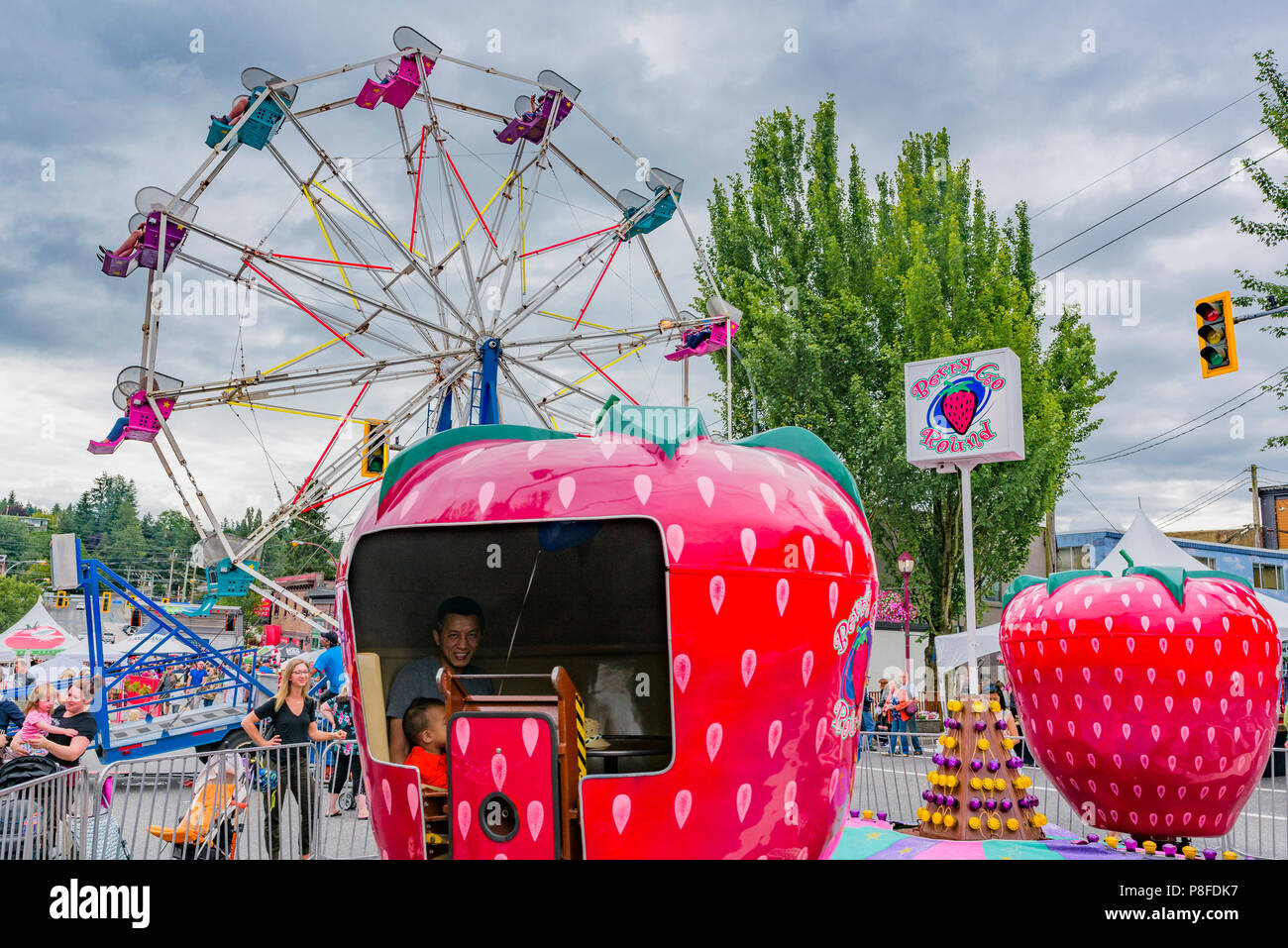 Parco dei divertimenti di corse, Berryfest, Abbotsford, British Columbia, Canada. Foto Stock