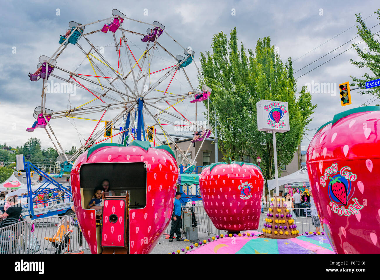 Parco dei divertimenti di corse, Berryfest, Abbotsford, British Columbia, Canada. Foto Stock