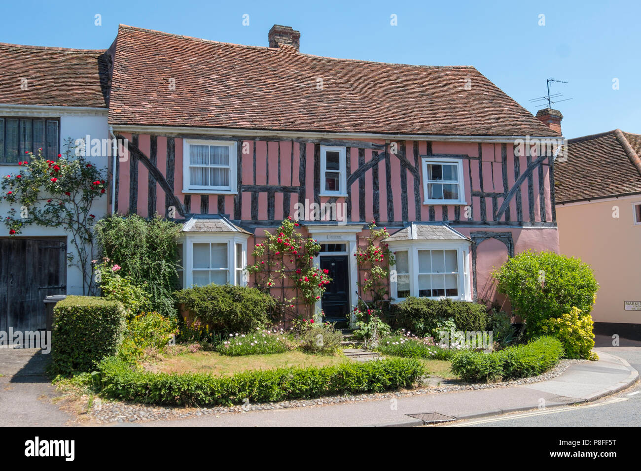 Cordwainers è Il Grade ii Listed casa quattrocentesca a Lavenham, una città nota per la sua Chiesa del quattordicesimo secolo e mezzo in legno case medievali. Foto Stock