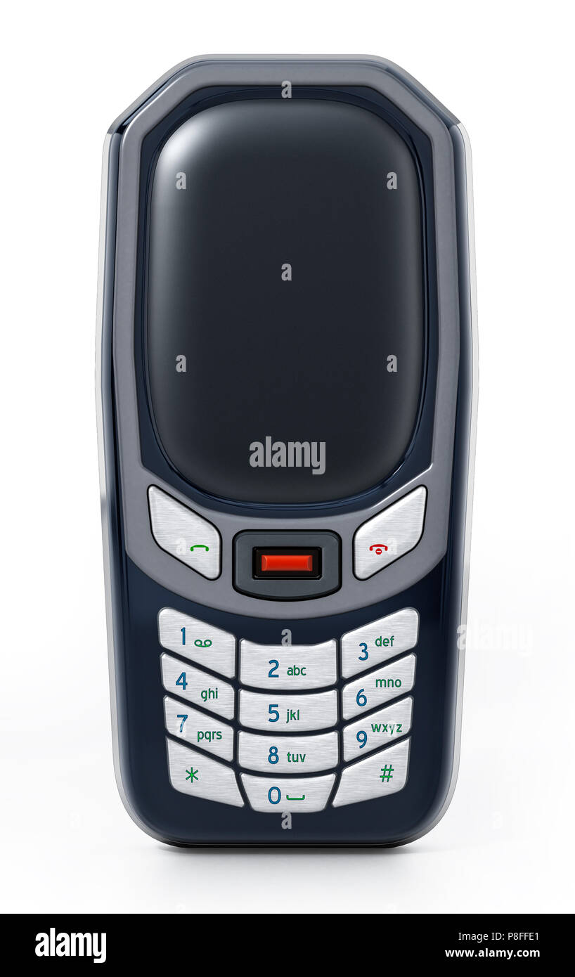 Il vecchio stile telefono cellulare di base con tastiera. 3D'illustrazione. Foto Stock