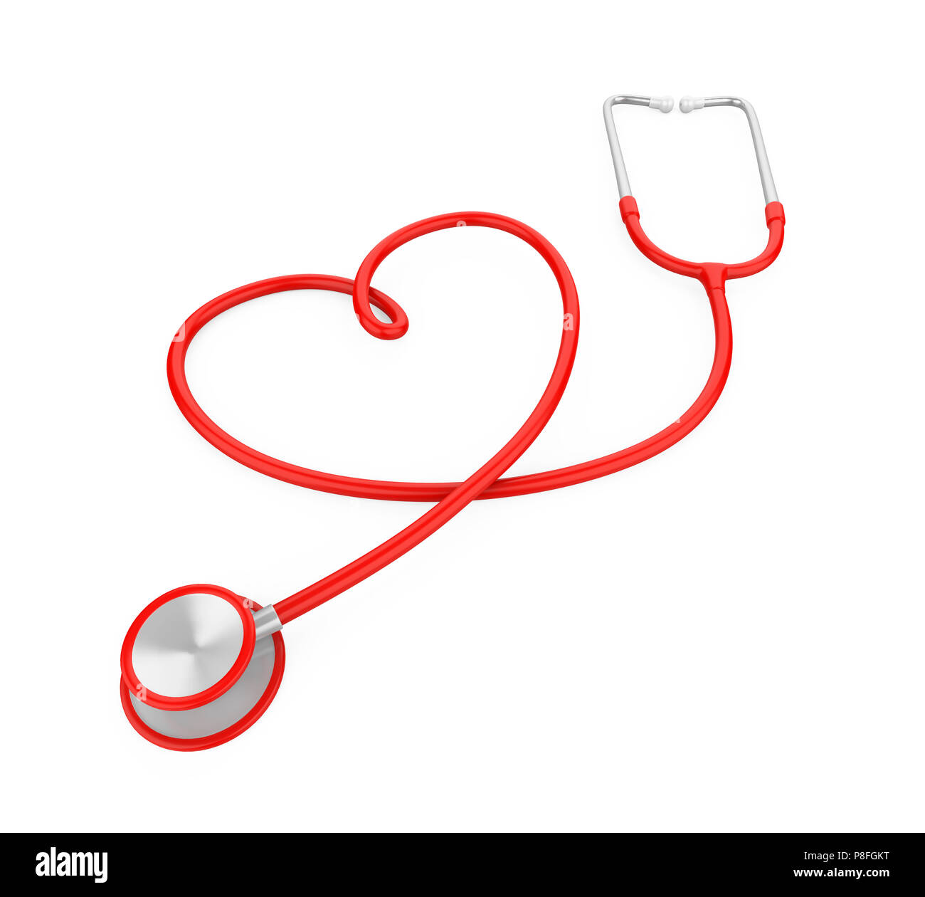 A forma di cuore isolato di uno stetoscopio Foto Stock