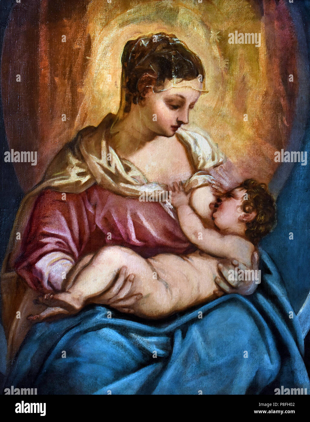 Madonna allattante - Madonna infermieristica di Tintoretto ( Jacopo Comin ) 1518 – 1594 Scuola italiana pittore rinascimentale Venezia Italia Jacopo Tintoretto (vero nome Jacopo Comin 1518 - 1594) Jacopo ROBUSTI Foto Stock