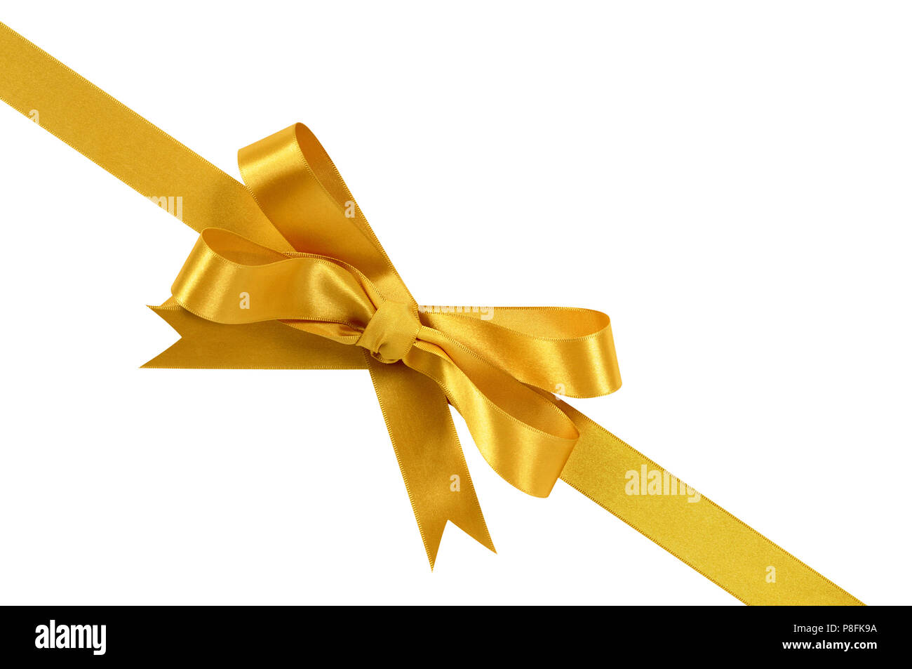 Oro nastro regalo angolo di prua diagonal isolati su sfondo bianco Foto  stock - Alamy