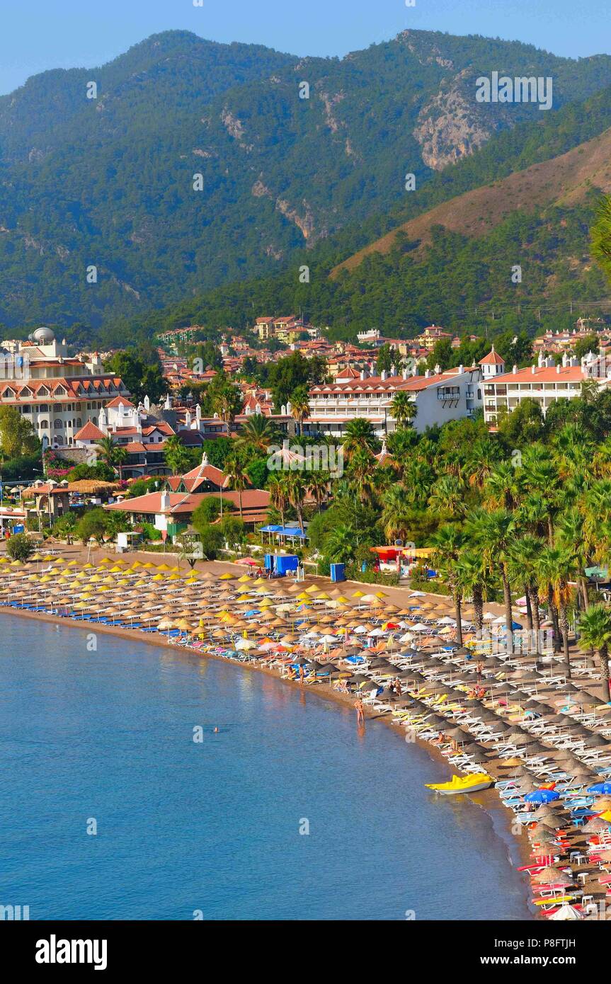 Scena di spiaggia vicino a Marmaris Turchia Foto Stock