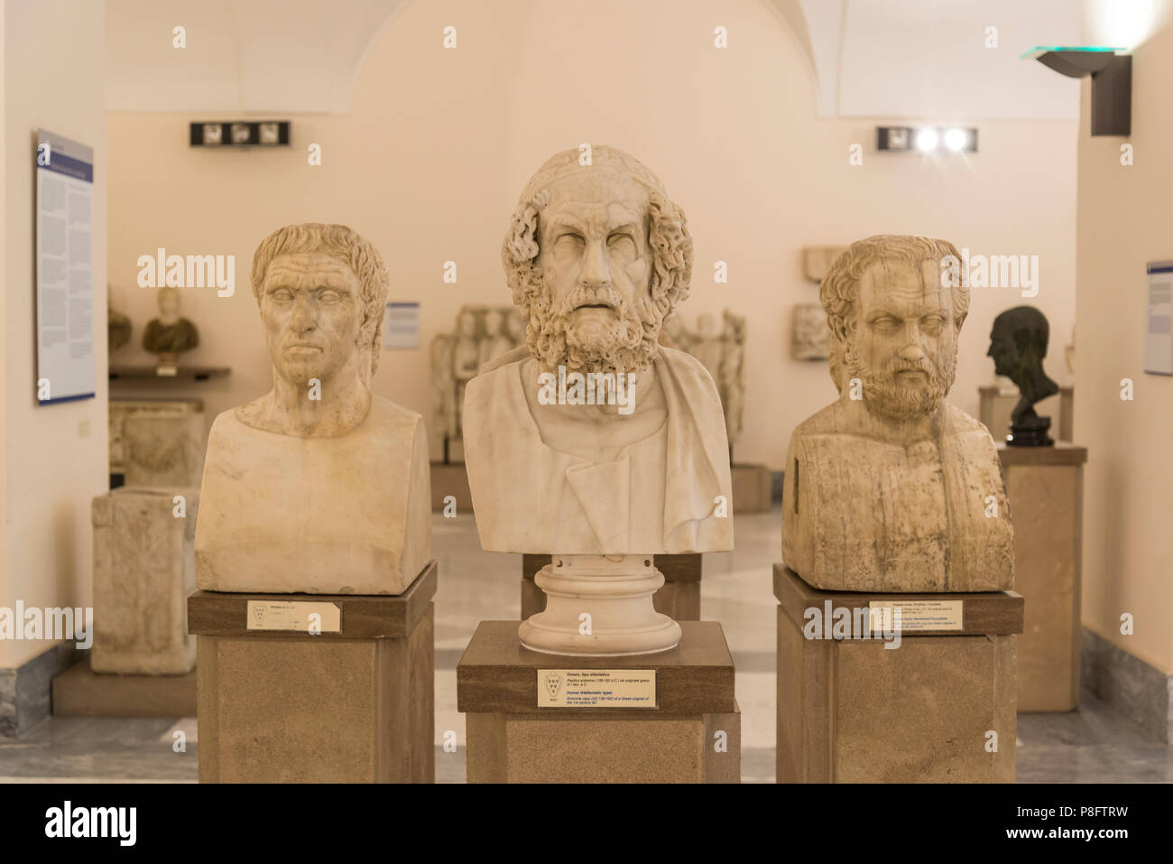 Storici greci statue, Museo Archeologico Nazionale di Napoli, Italia Foto Stock