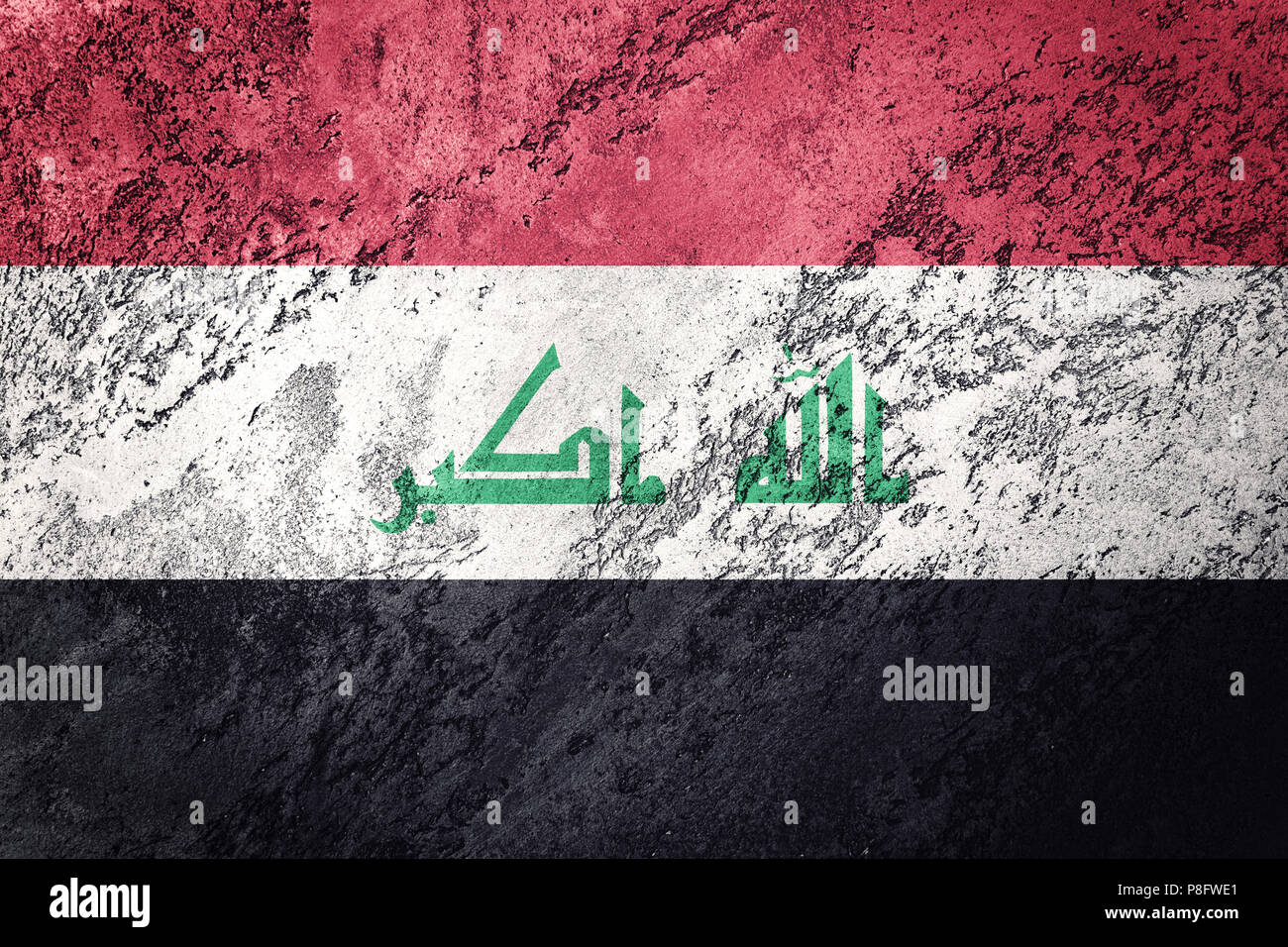 Grunge bandiera in Iraq. Iraq bandiera con texture grunge. Foto Stock