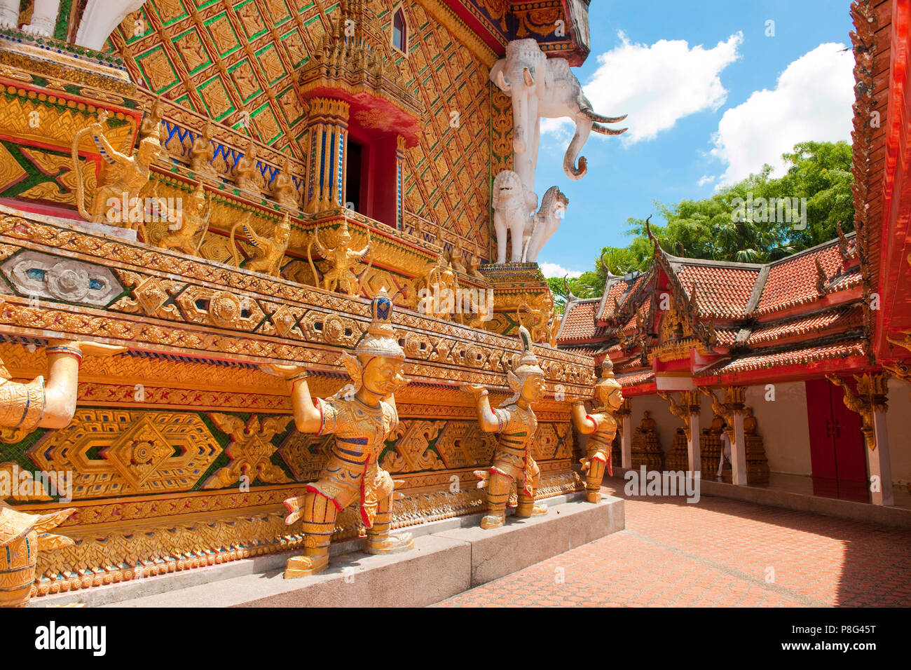 Wat Bang Riang, buddhistic tempio, Thap messo, Amphoe hap messo, Phang Nga, Thailandia, Asia, Thap mettere Foto Stock