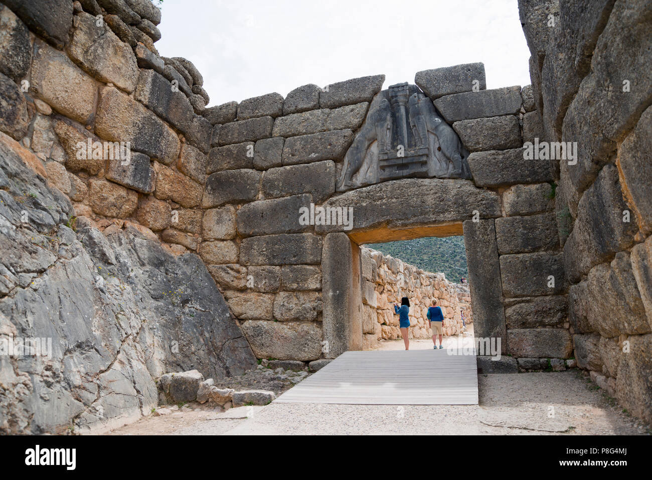 Lion Gate, Micene, Argolis, Peloponneso, Grecia Foto Stock