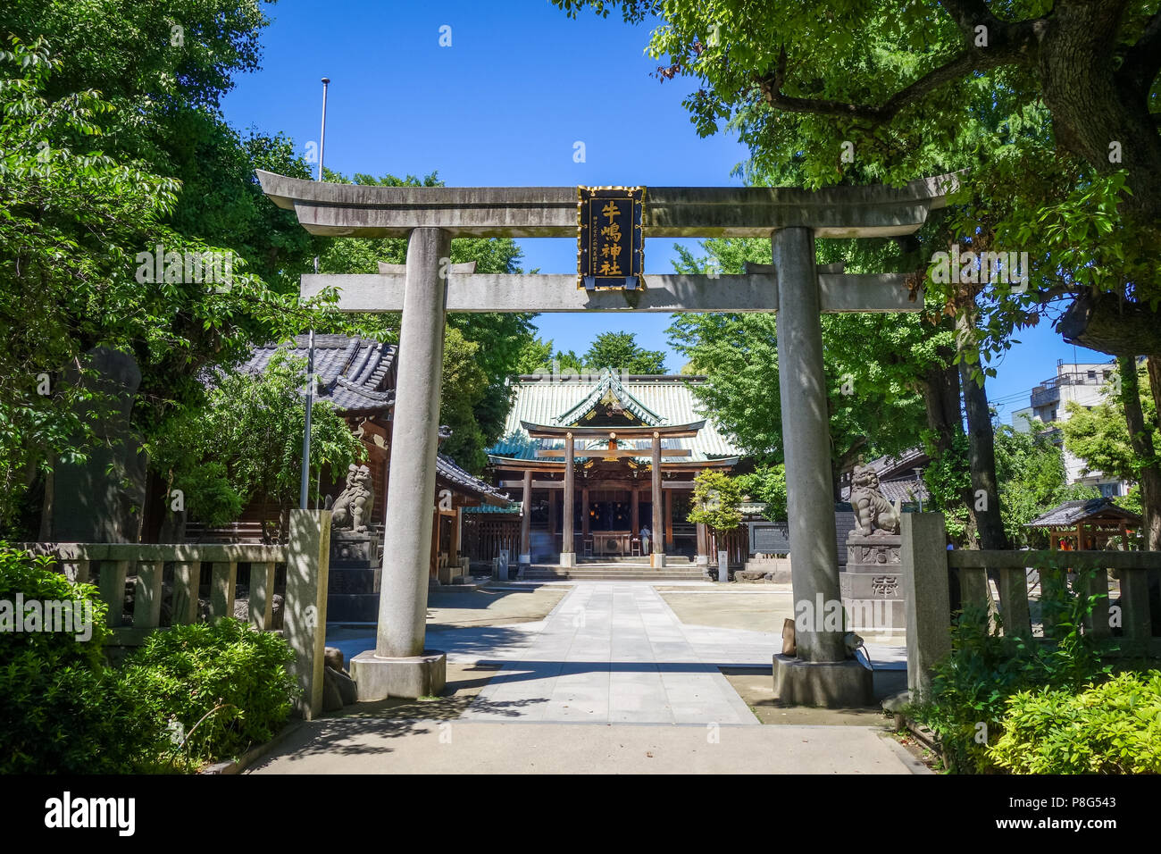 Ushijima Shrine Temple nel Parco Sumida, Tokyo, Giappone Foto Stock
