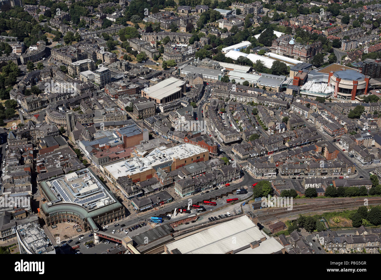 Vista aerea di Harrogate Town Center, North Yorkshire Foto Stock