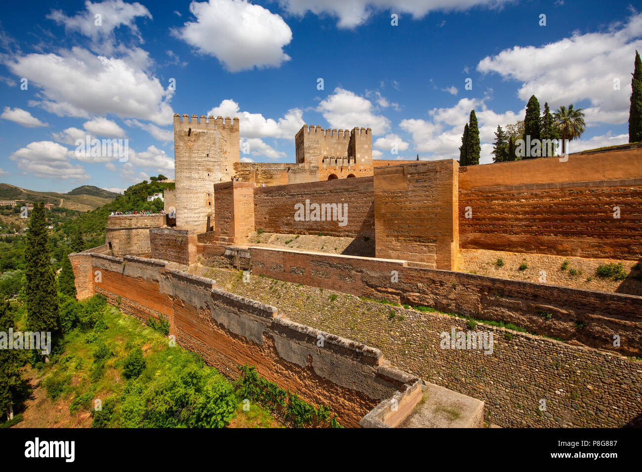 La Alcazaba. Alhambra, Sito Patrimonio Mondiale dell'UNESCO. La città di Granada. Andalusia, Spagna del Sud Europa Foto Stock