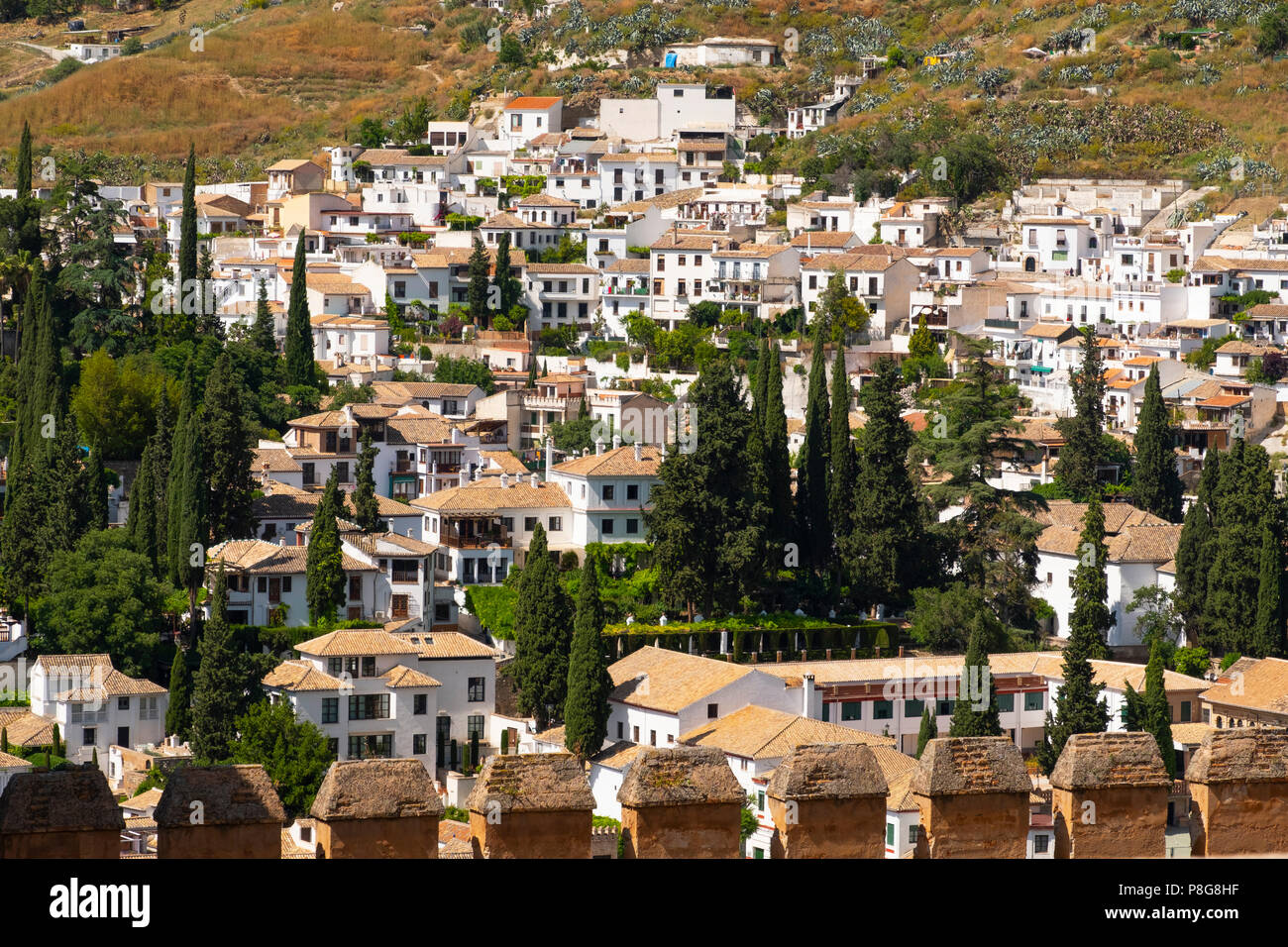 Albaicin. Alhambra, Sito Patrimonio Mondiale dell'UNESCO. La città di Granada. Andalusia, Spagna del Sud Europa Foto Stock