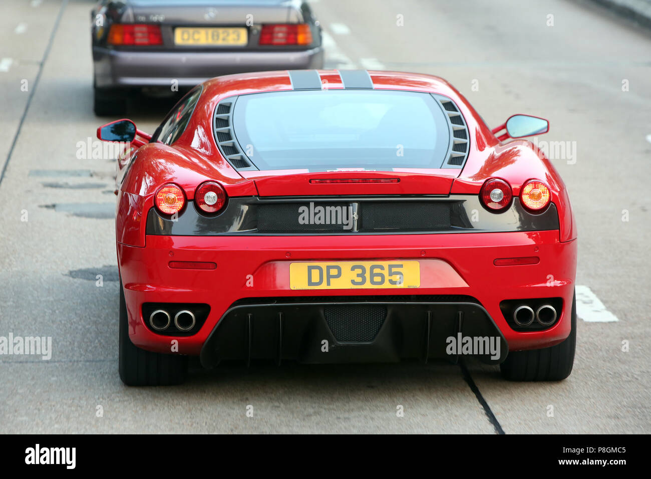 Hong Kong, Cina, vista posteriore di una Ferrari 812superfast Foto Stock