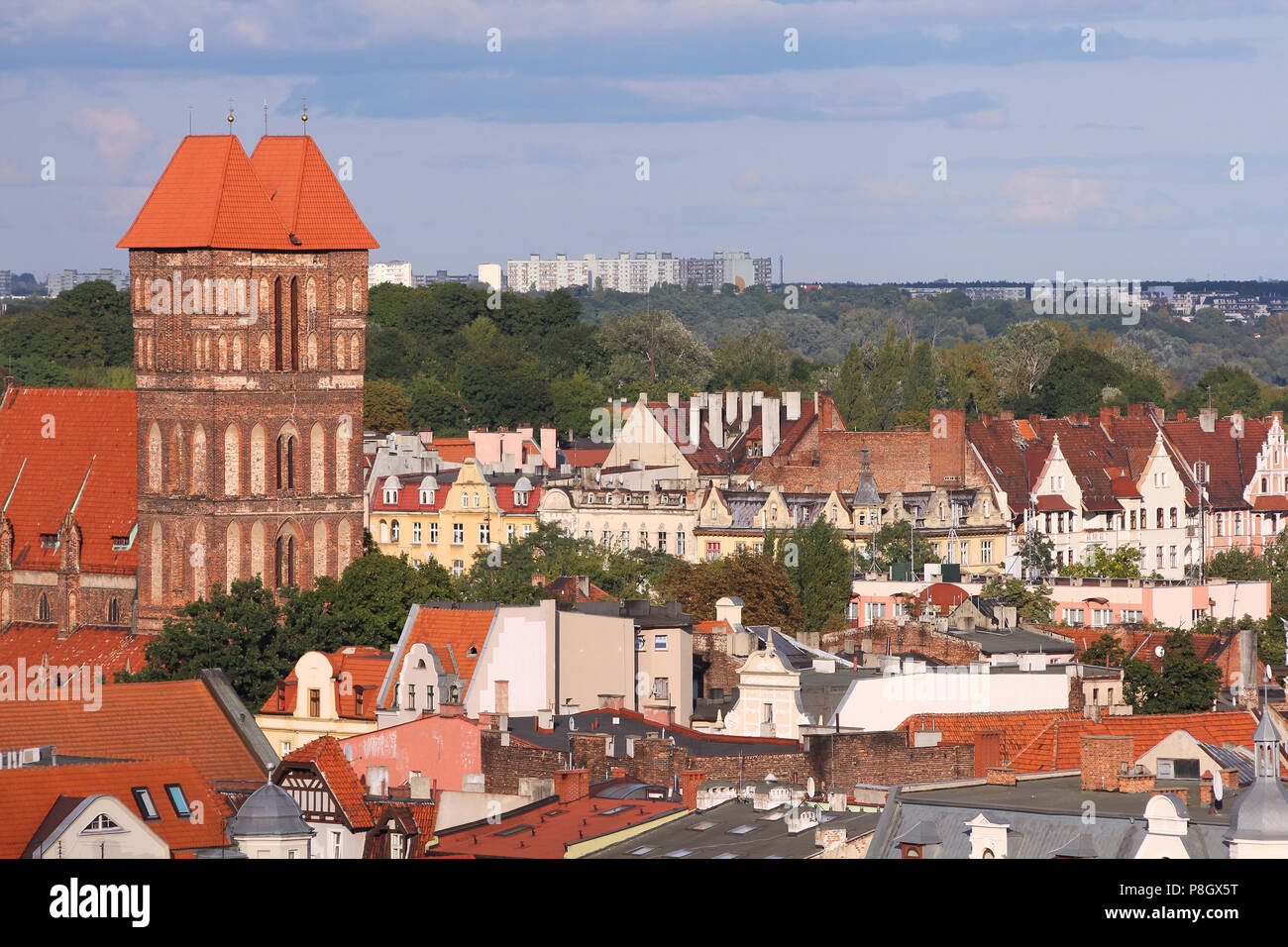 Polonia - Torun, città divisa dal fiume Vistola tra Pomerania e Kuyavia regioni. Città vecchia skyline - Vista aerea dal municipio torre. Il medievale Foto Stock