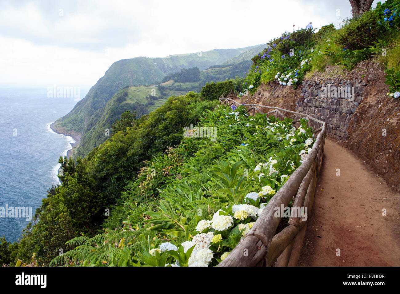 Punto di vista di Ponta do Sossego, isola Sao Miguel, Azzorre, Portogallo Foto Stock