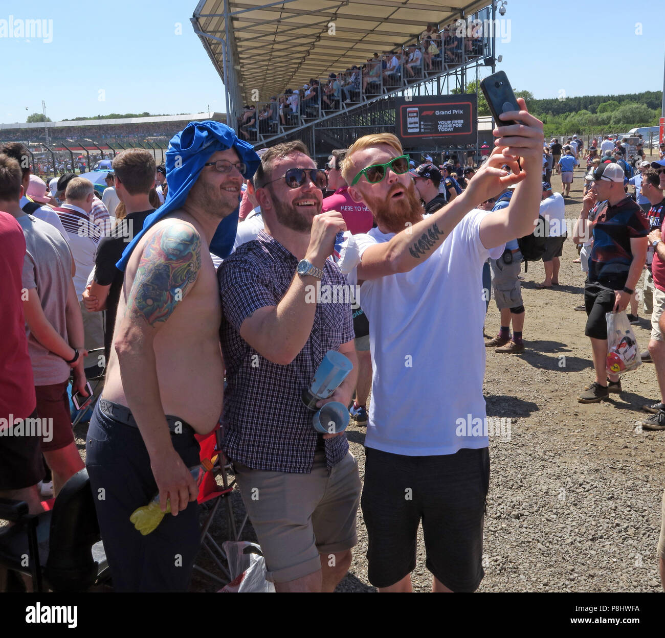 Ammissione generale di spettatori, al Gran Premio di Gran Bretagna di Formula Uno, circuito di Silverstone, Towcester, Northamptonshire, England, Regno Unito Foto Stock