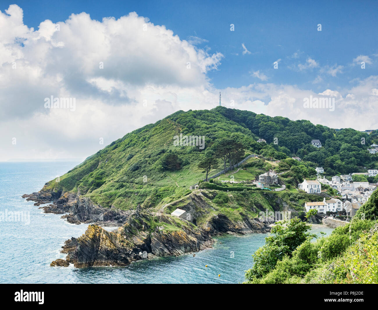 Cornish Coast a Polperro, Cornwall, Regno Unito. Foto Stock